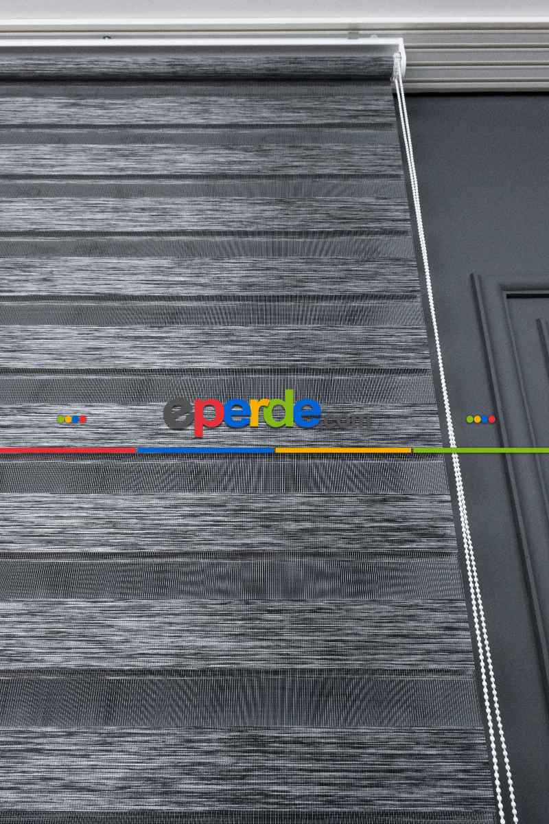 Koyu Gri Antirasit Bambu Zebra Perde 70x200