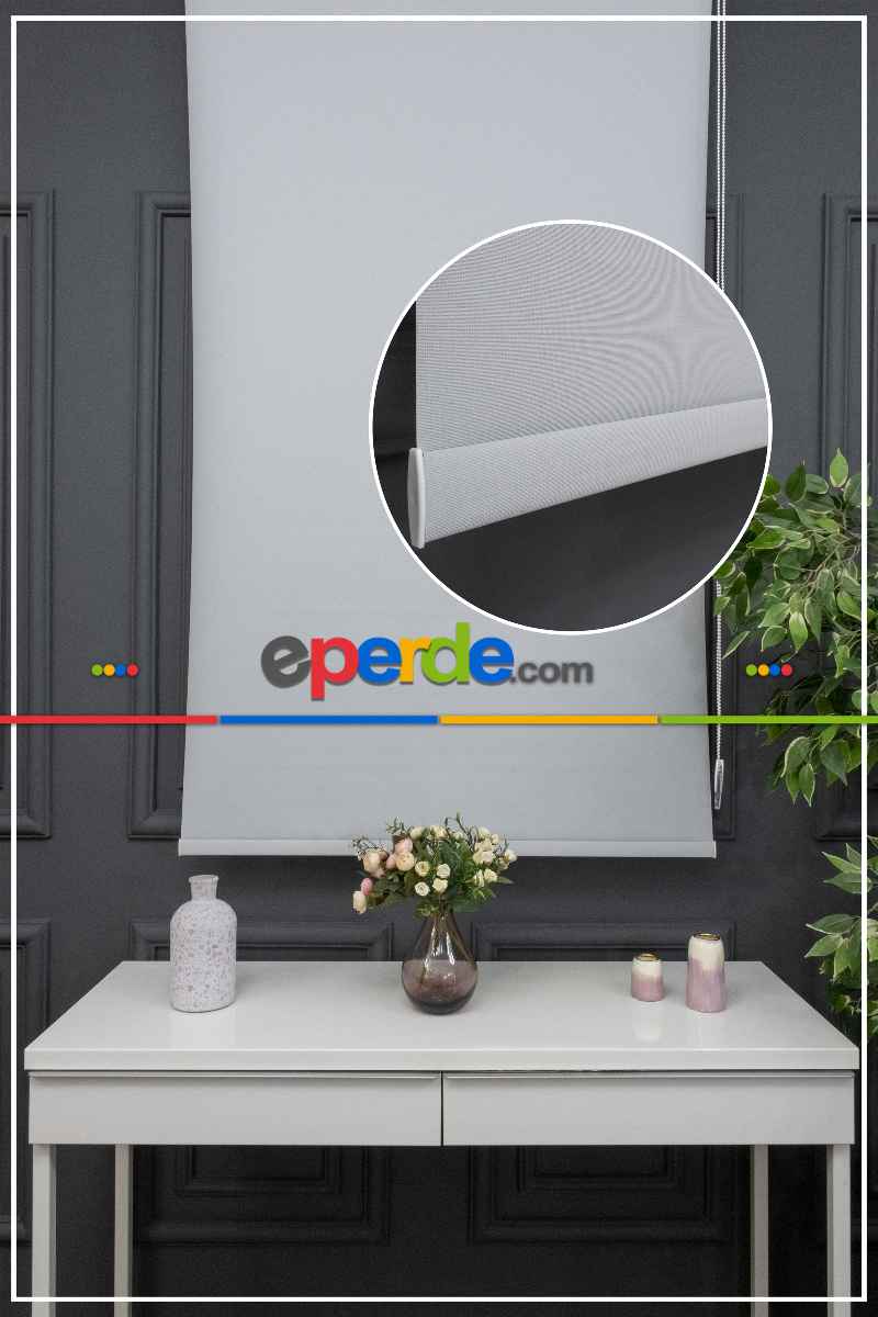 Stor Perde Düz Pvc Mat Stor Güneşlik 1 Kalite Yıkanabilir Açık Gri