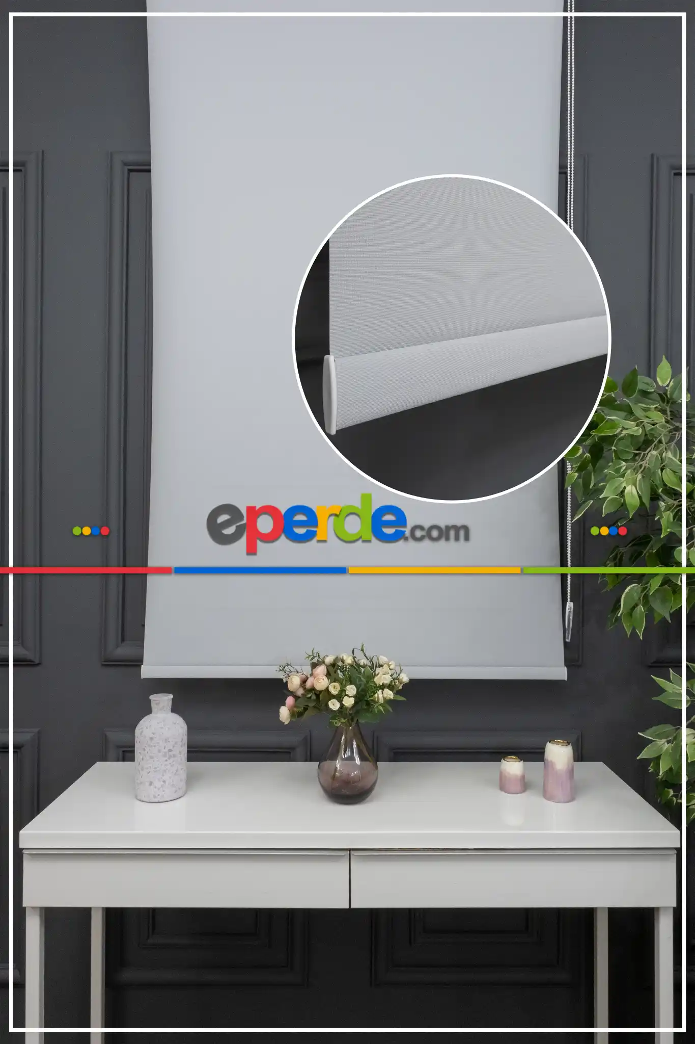 Stor Perde Düz Pvc Mat Stor Güneşlik 1 Kalite Yıkanabilir Açık Gri