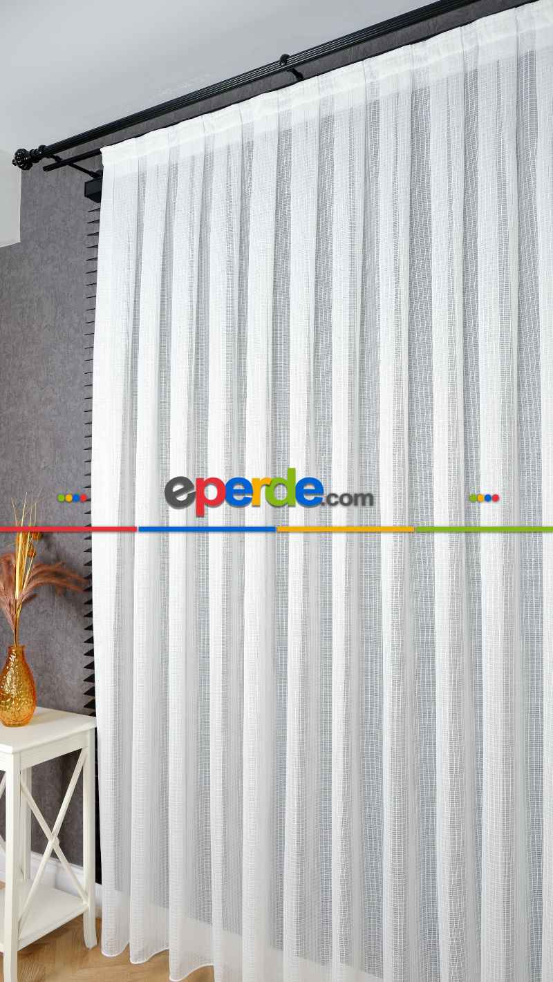 Simli Çizgili Modern Zarif Düz Tül Perde Mira Tül