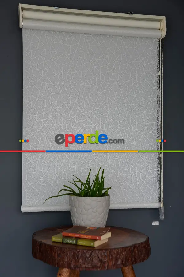 Halim Perdesan Dacuz-205 Beyaz Renk Etekli Veya Eteksiz Çift Mekanizmalı Tül Stor Perde