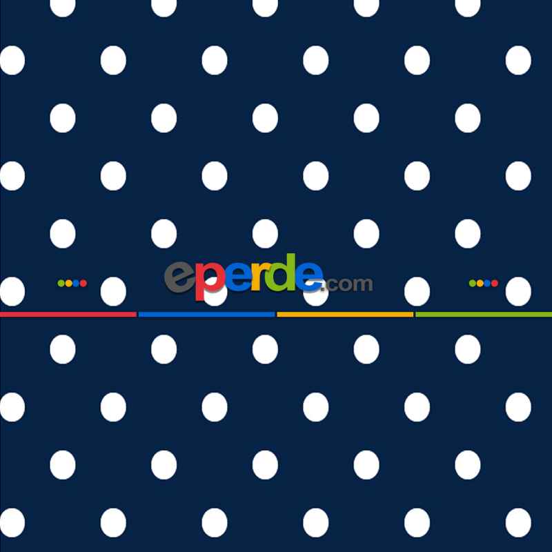 Puantiye Desenli Fon Perde Evm408-4 Kumaşı Kalındır Duck Bezi Değildir- Lacivert-Beyaz