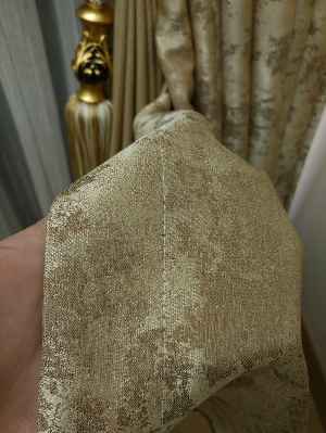 Patine Desenli Açık Kahve Renk Kombinli Desenli Fon Perde- Kahve Açık