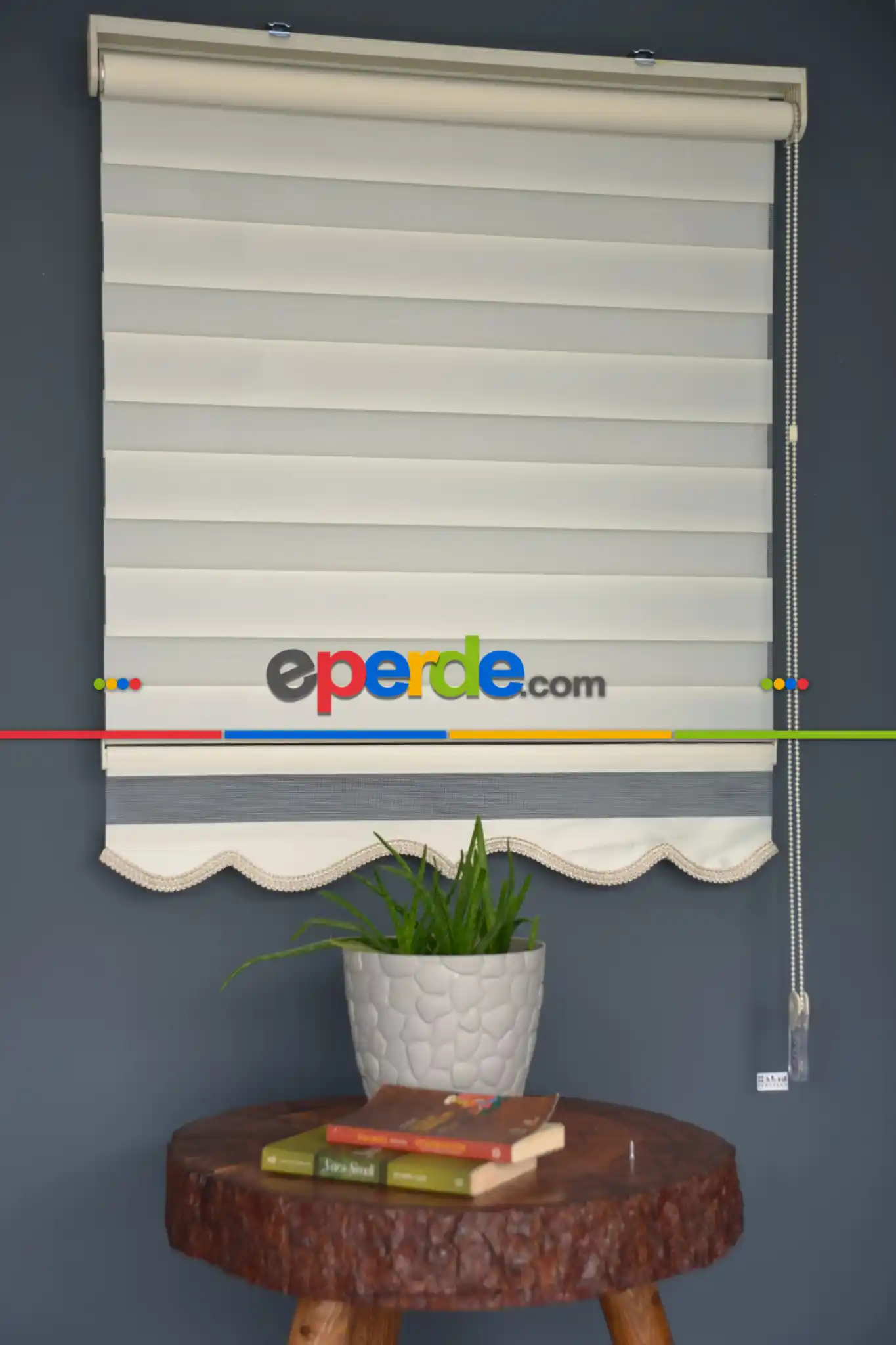 Halim Perdesan Ba-04 Krem Renk Etekli Veya Eteksiz Zebra Stor Perde