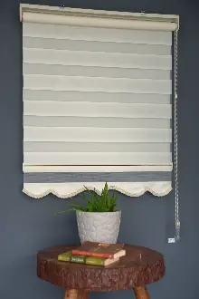 Halim Perdesan Ba-04 Krem Renk Etekli Veya Eteksiz Zebra Stor Perde