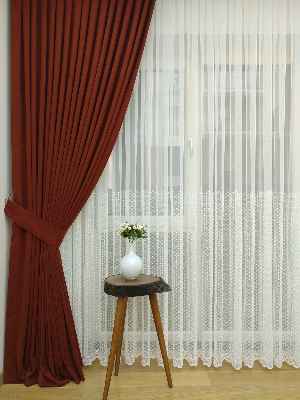 Kiremit - Düz Fon Perde ( En 150cm Dökümlü Fon Perde)- Kiremit Rengi