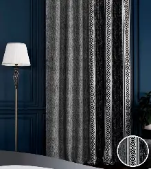 Salon Fon Perde - Siyah Gri, Taç Bordürlü Pano Fon Perde, Adet Fiyatıdır, İstediğiniz Boy Ölçüsünde Dikilir, Eni 70 ila 100cm Arası Seçenekler, Sık Piledir 70cm X 290cm 