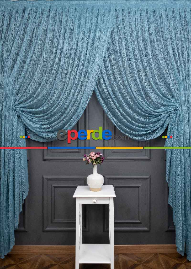 Mint Turkuaz Renk Yanki Tiyatro Kruvaze Model Tül Yanki Tül Camkırığı Tül