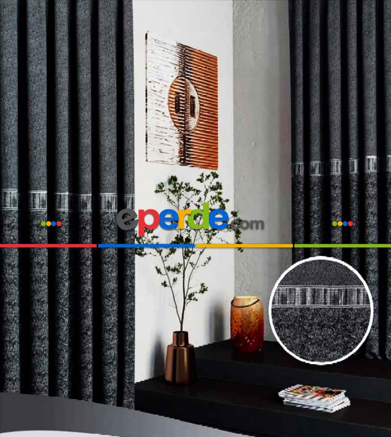 Siyah Gri Fon Perde - Taç Marka, Adet Fiyatıdır, İstediğiniz Boy Ölçüsünde Dikilir, Eni 70 İla 100cm Arası Seçenekler, Sık Piledir 70cm X 290cm 