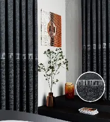 Salon Fon Perde - Siyah Gri Fon Perde - Taç marka, Adet Fiyatıdır, İstediğiniz Boy Ölçüsünde Dikilir, Eni 70 ila 100cm Arası Seçenekler, Sık Piledir 70cm X 290cm 