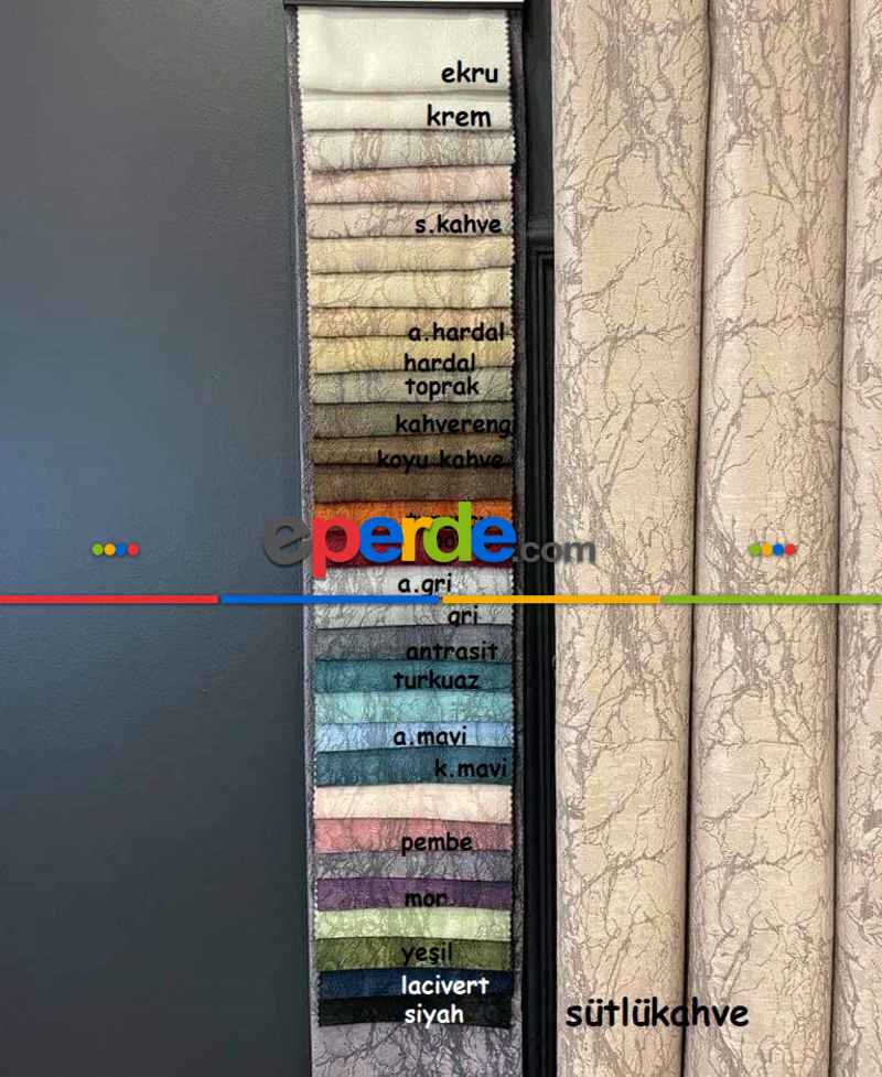 Salon - Fon Perde, Mermer Desen, Çok Dökümlü