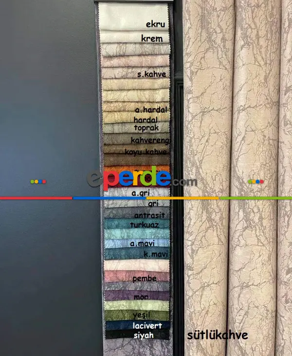 Salon - Fon Perde, Mermer Desen, Çok Dökümlü