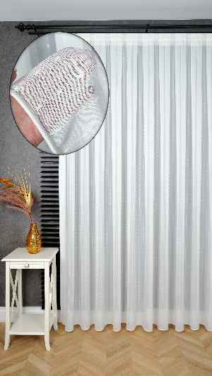 Nokta Tasarım Dokulu Zarif Çizgili Tül Perde Mars