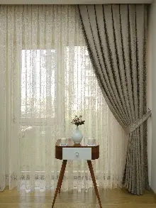 Toprak Rengi Duz Jakar Fon Perde (180)- Kahverengi