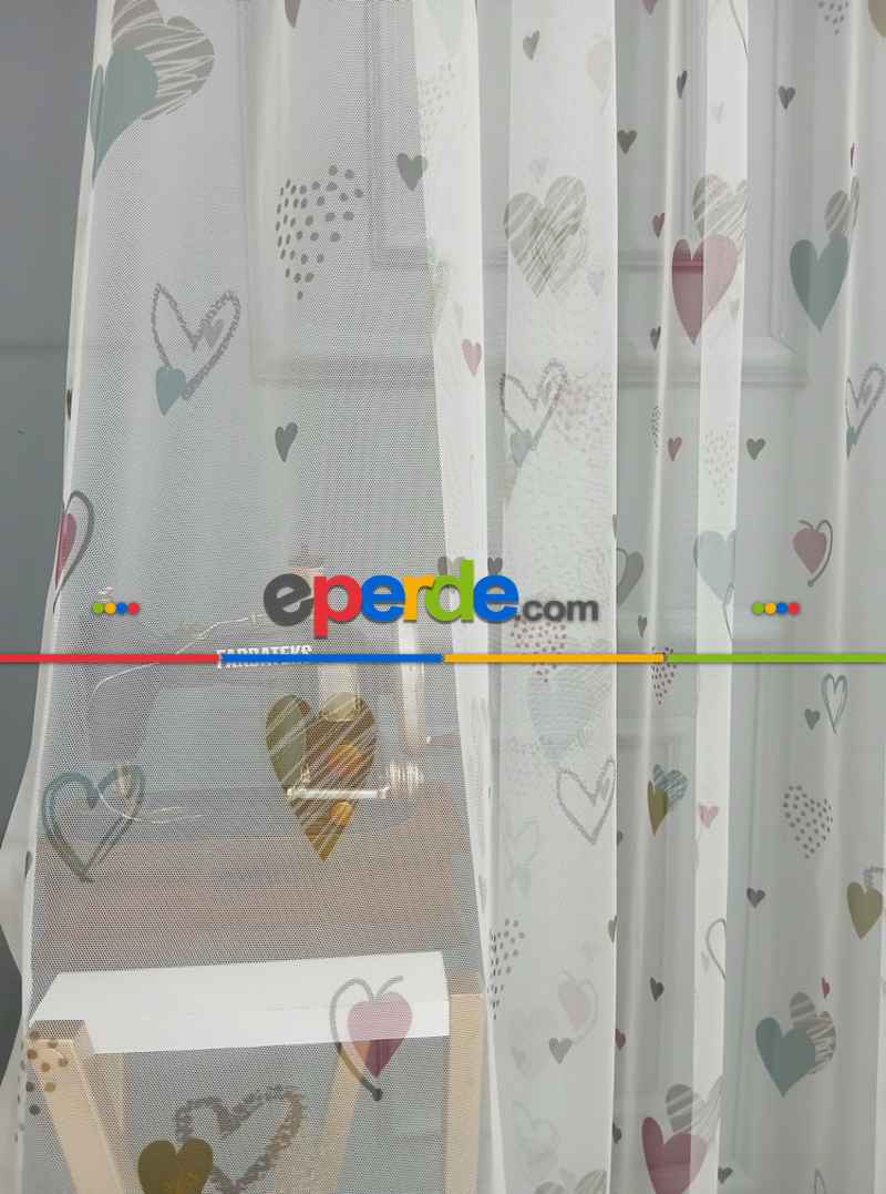 Çocuk Odası Renklli Kapli Rengarenk Kız Çocuk Odası Tül Perd