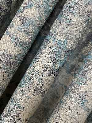 Patinedesenli Petrol Turkuaz Yeşili Desenli Jakar Fon Perde (285 En)- Gri-füme-antrasit-petrol Mavisi