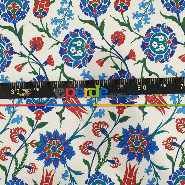 Yatak Odası - Çiçek Desenli Fon Perde Evm786 Kumaşı Kalındır Duck Bezi Değildir- Turkuaz-Bordo