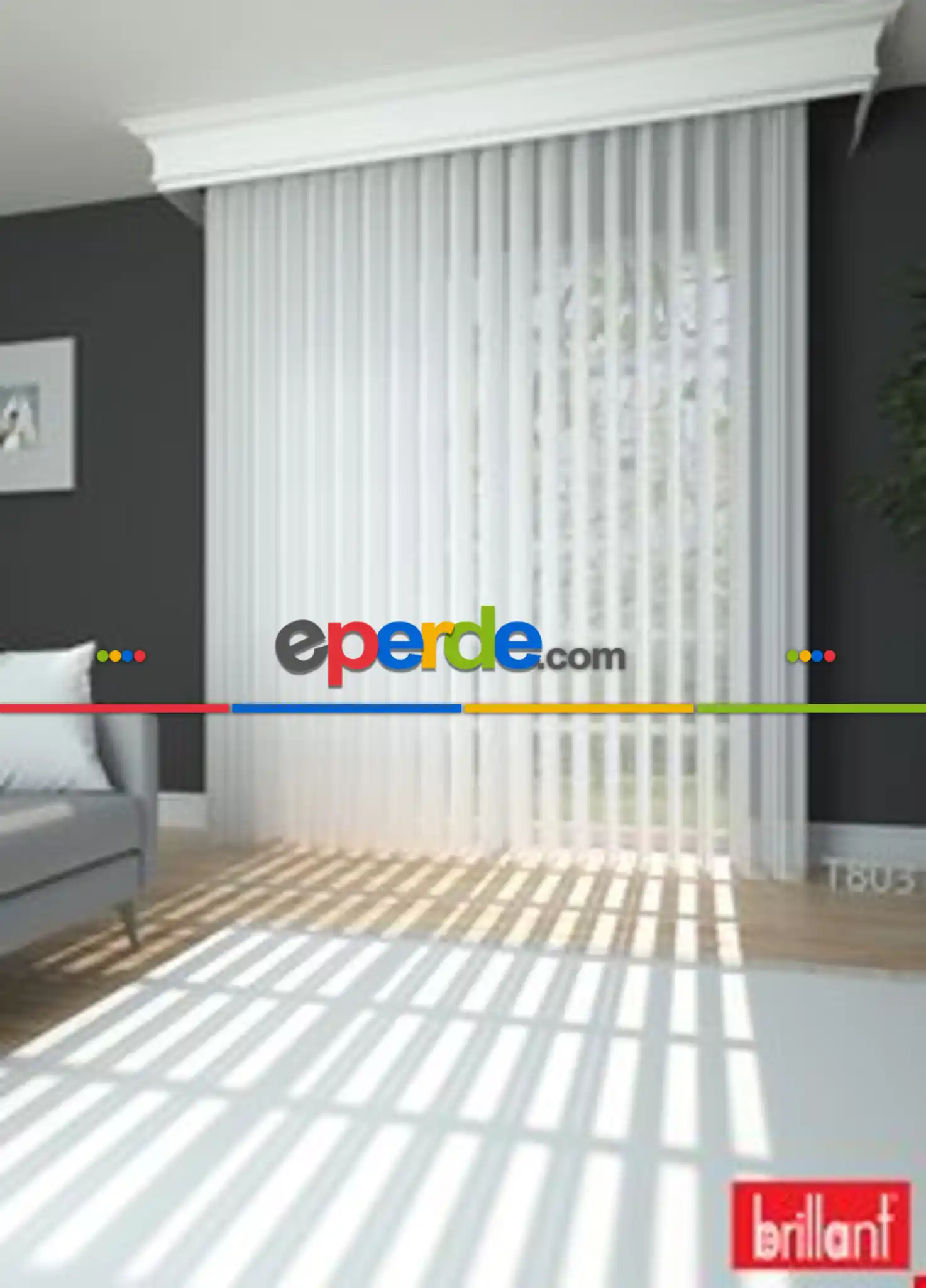 30cm'lik Brillant Akıllı Tül Perde Beyaz Renkli Tül Dikey Perde Düz 1. Kalite (11cm Alanda Çalışır)