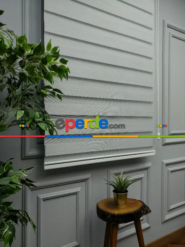 2025 Sezonu - Karartma Zebra Perde - Blackout Zebra Perde-ışık Geçirmez Zebra Perde- Gri Açık