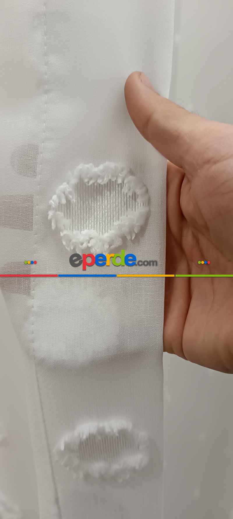 Yeni Nesil Ponpon Saçak Detaylı Tül Perdeler Ekru Renk