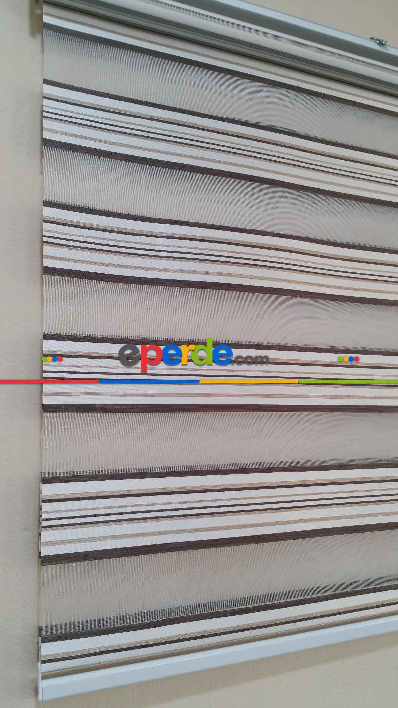 Mutfak - Kahve Çizgili Zebra Perde- Krem-kahve Koyu-sütlü Kahve- Çok Renkli 3