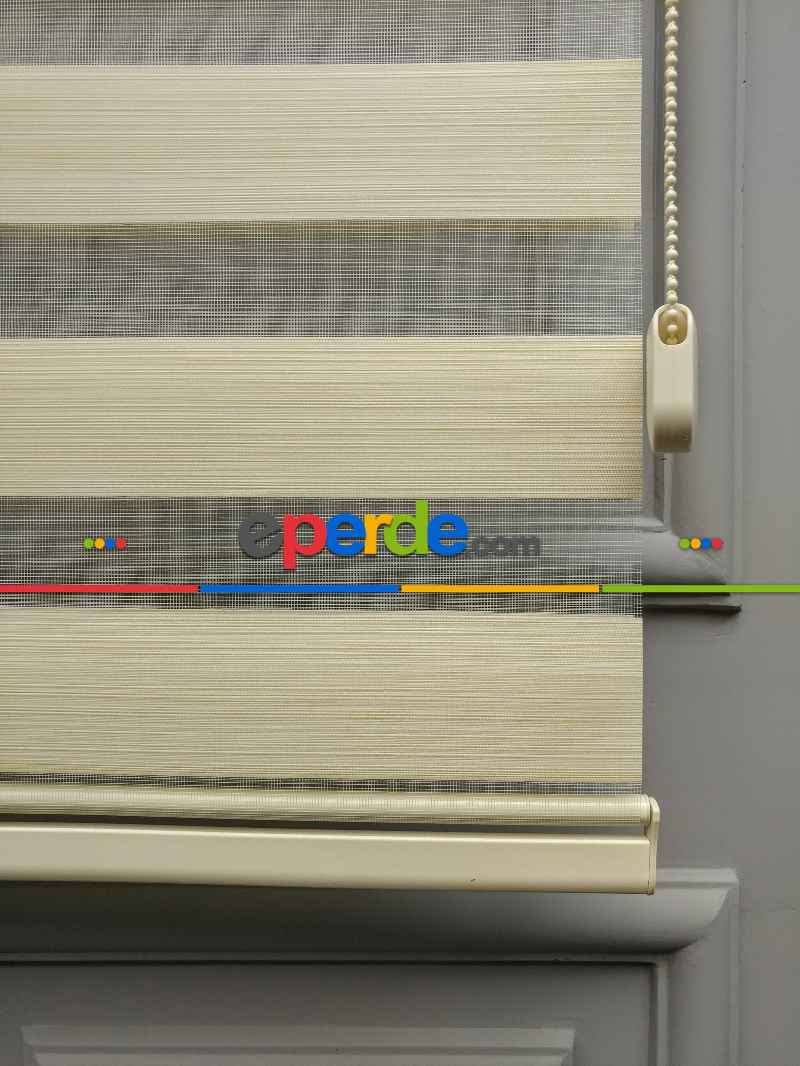 2025 Sezonu - Zebra Perde - Bambu Zebra Perde- Bej-krem Koyu