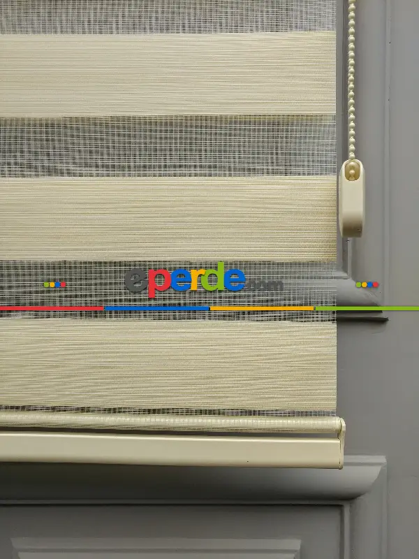 2025 Sezonu - Zebra Perde - Bambu Zebra Perde- Bej-krem Koyu