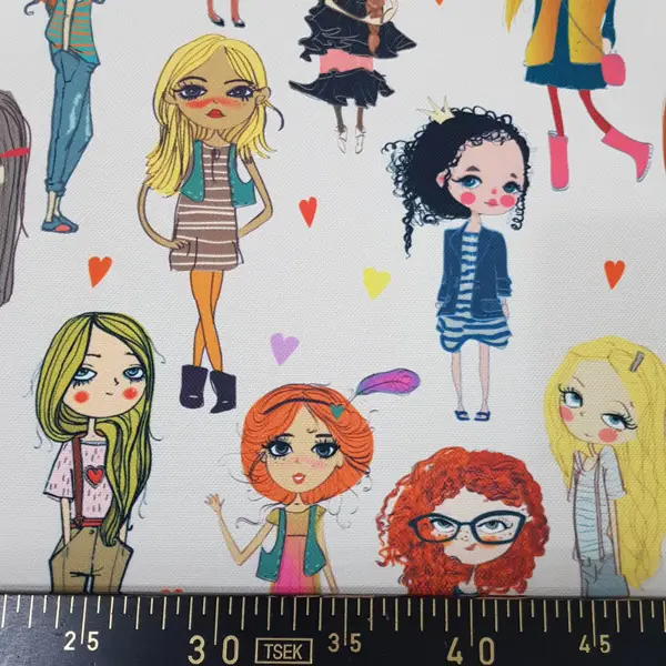 Popart Kız Desenli Fon Perde Evm1061 Kumaşı Kalındır Duck Bezi Değildir- Siyah-Beyaz-Pembe