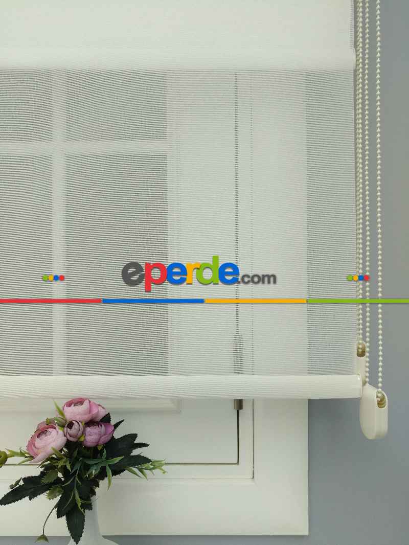 Çiftli Sistem Tül Stor- Ekru