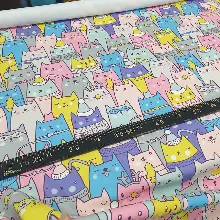 Kedi Resimli Fon Perde Evm405 -h- Kumaşı Kalındır Duck Bezi Değildir.- Yeşil-Mavi-Kırmızı-Pembe-Çok Renkli