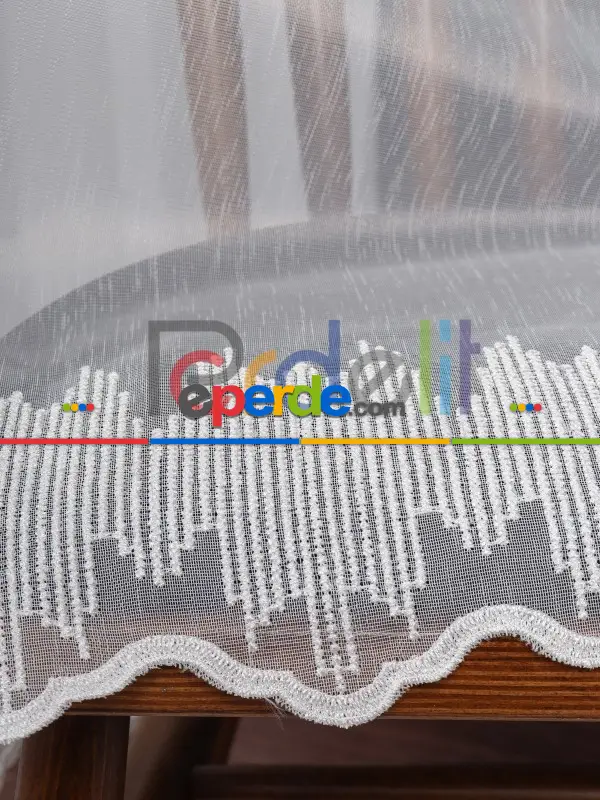 Etek Ucu Nakış İşlemeli Tül Perde