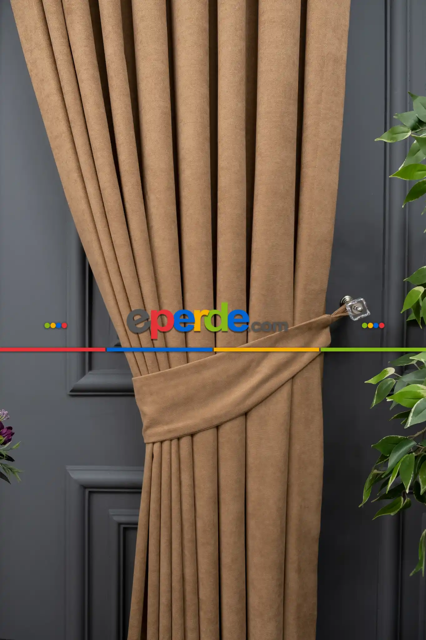 Kakao Rengi Düz Fon Perde En Dökümlü Fon Perde