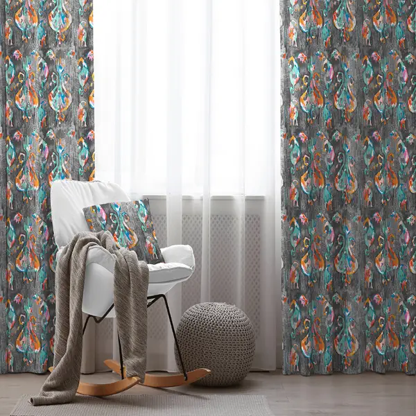 İkat Etnik Desenli Fon Perde Evim245 Kumaşı Kalındır Duck Bezi Değildir- Mavi-beyaz