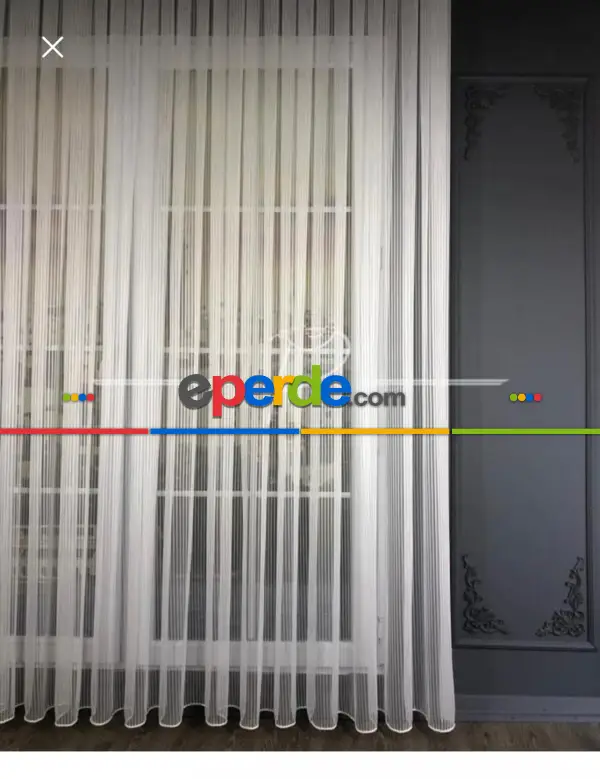 Salon - Brillant Düz Çizgili Ağır Gramajlı Lüx Tül Perde