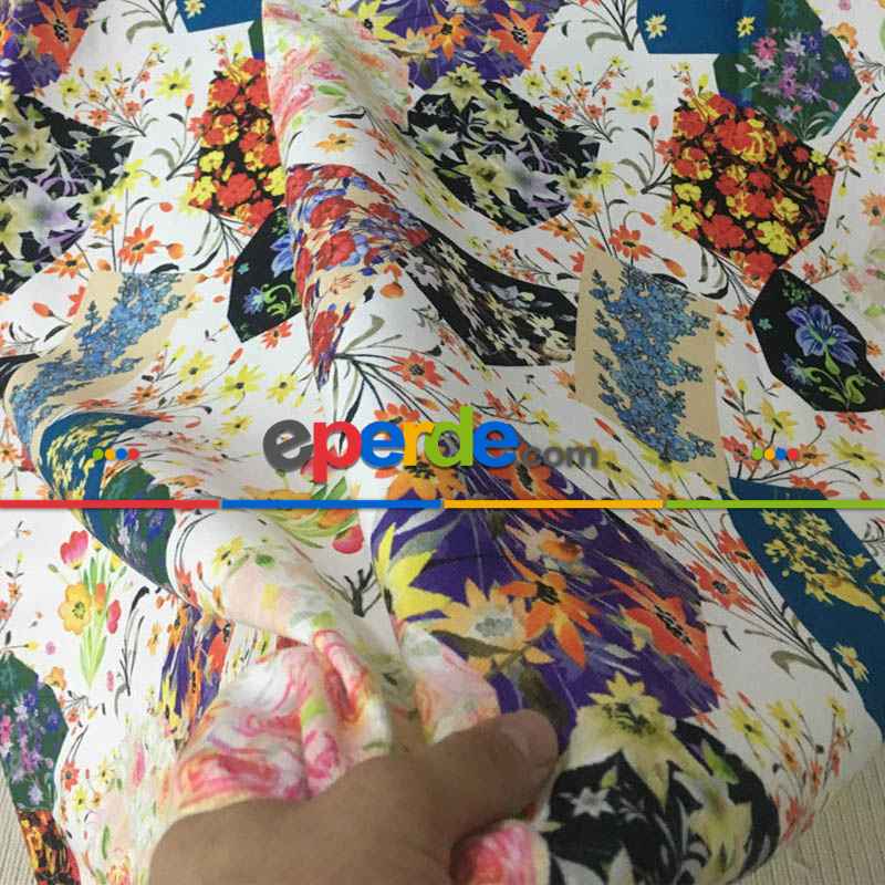 Patcwork Desenli Fon Perde Evm1118 Kumaşı Kalındır Duck Bezi Değildir-  Çok Renkli 2