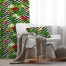 Yaprak Desenli Fon Perde Evim K-520 Kumaşı Kalındır Duck Bezi Değildir