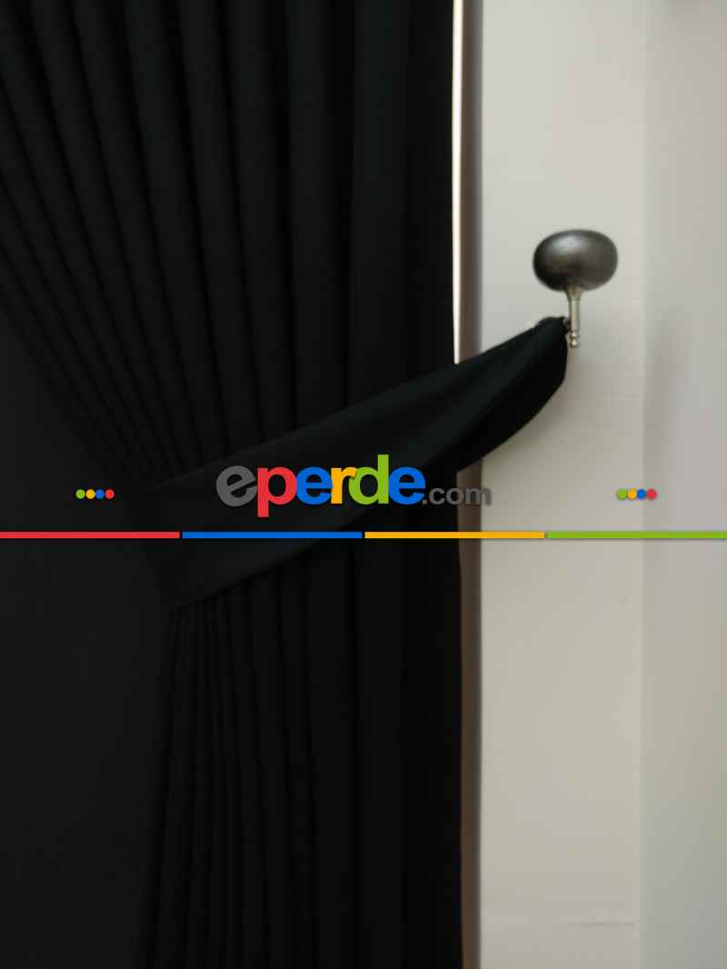 Düz Renk Dökümlü Fon Perde (180)- Siyah