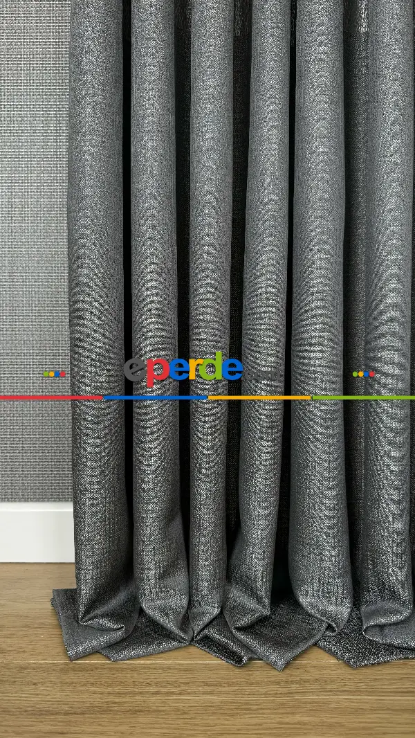 Gri Gümüş Fon Perde, Kazayağı Desenli Jakar Dokuma Pano Model