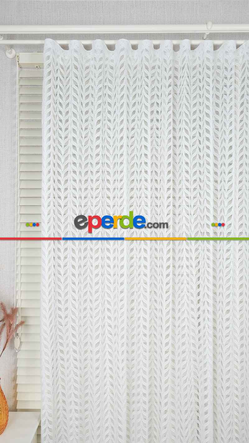 Ekru Nakışlı Tül Perde, Ağır Gramajlı Premium Seri, 7 Renk