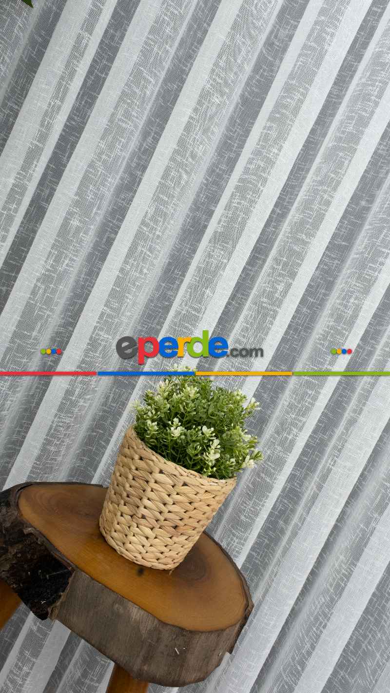 Favori Dolgulu Keten Yüksek Gramajlı Tül- Ekru