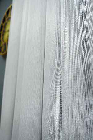 600 Kar Eteği Kurşunlu Çizgili Tül Perde