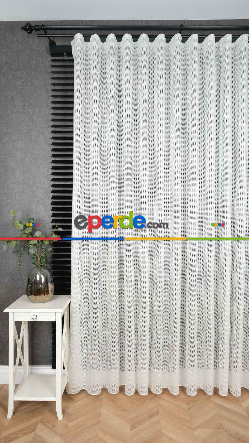 Ekru File Tül Perde, Ağır Gramajlı Premium Seri