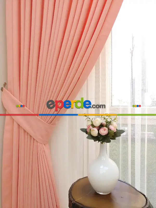 Salon Fon - Yavru Ağzı- Düz Fon Perde (  Dökümlü Fon Perde)- Yavru Ağzı