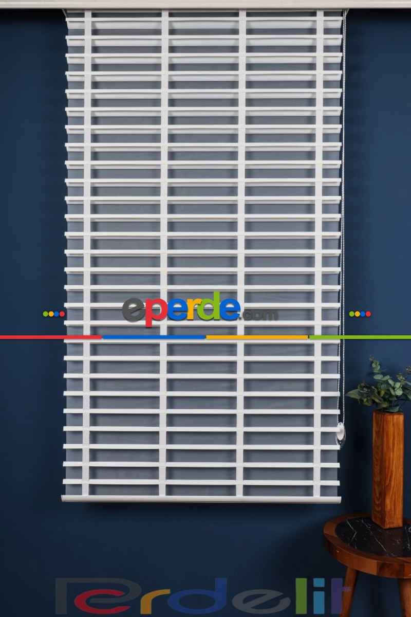 Perdelit Beyaz 50mm Silüet Kumaş Jaluzi Perde