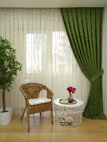 Yeşil Duz Jakar Fon Perde (150)- Çimen Yeşil