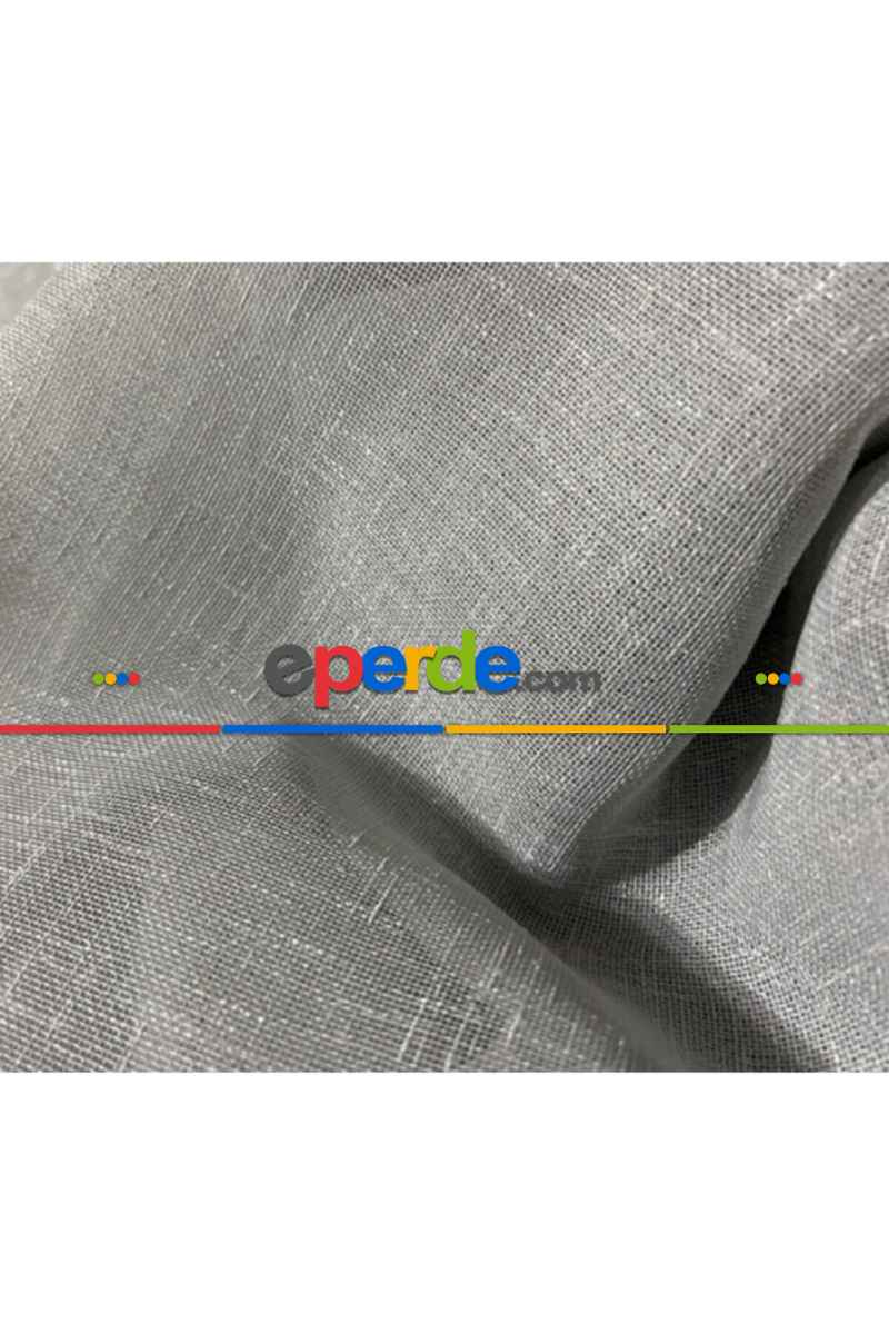 Pilesiz Gri Natural Keten Tül Düz Dikim 200cm X 260cm 