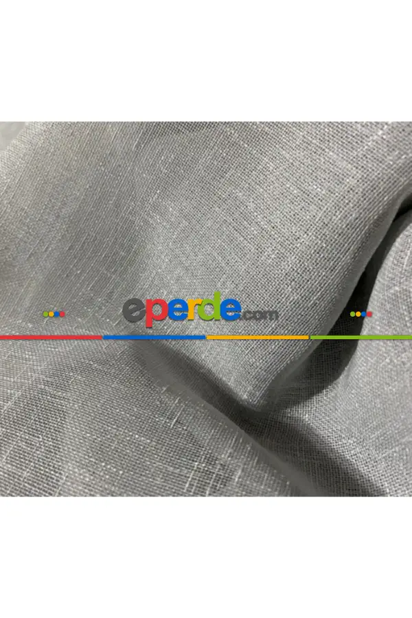 Pilesiz Gri Natural Keten Tül Düz Dikim 200cm X 260cm 