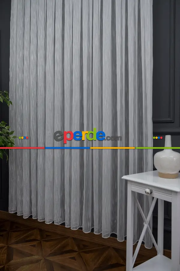 Mutfak - Göktaşı Düz Tül Perde - Ekru - Kurşunlu Tül