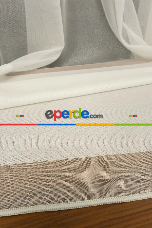 Arzenen Marka Doğal Yansımalarıyla Şık Görünümlü Kendinden Parlak Tül Perde- Krem - Kurşunlu Tül