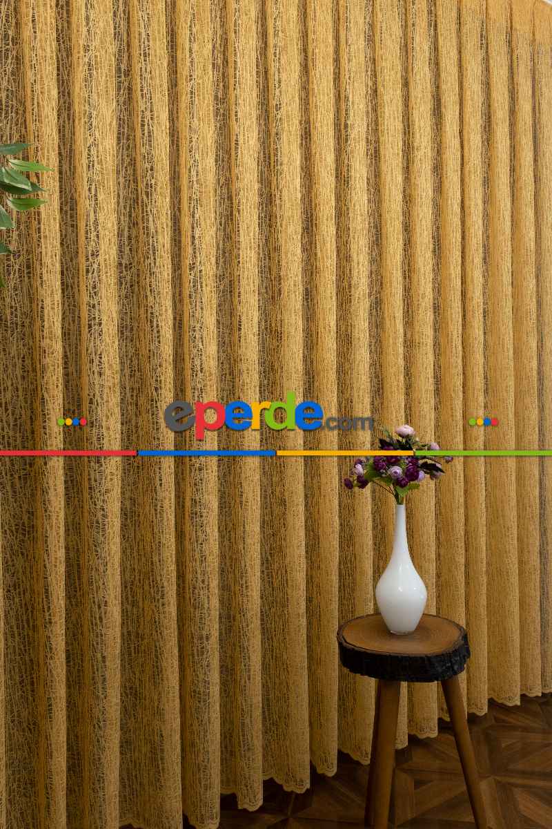 Yeni Tasarım Moda Cam Kırığı Tül Perde Hardal